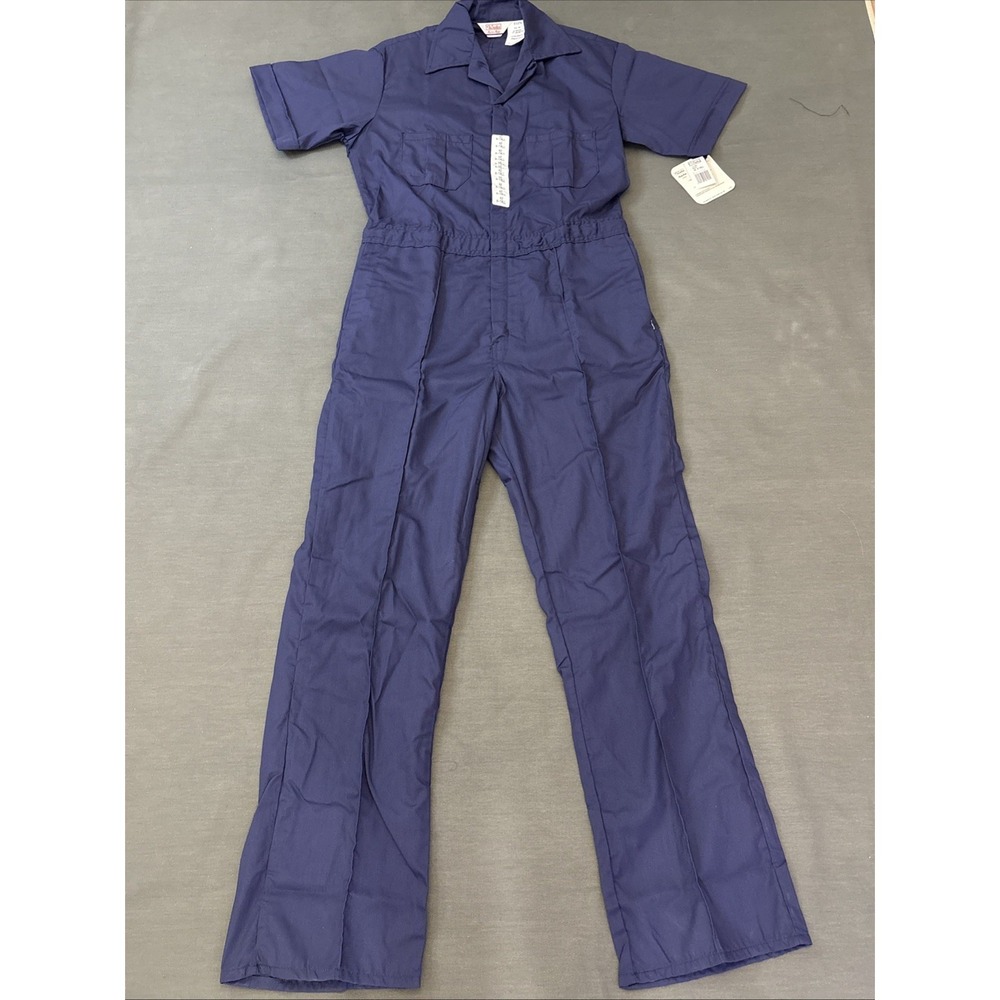 Walls Coveralls 42 X Tall Master Made Blue Mechanic Work Wear Short Sleeve